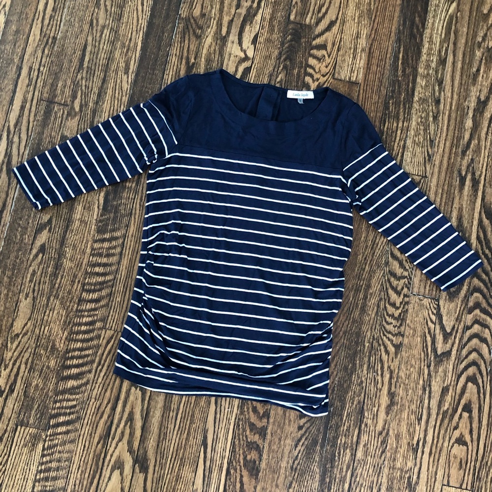 Maternity tunic, Navy and white stripe, Size S